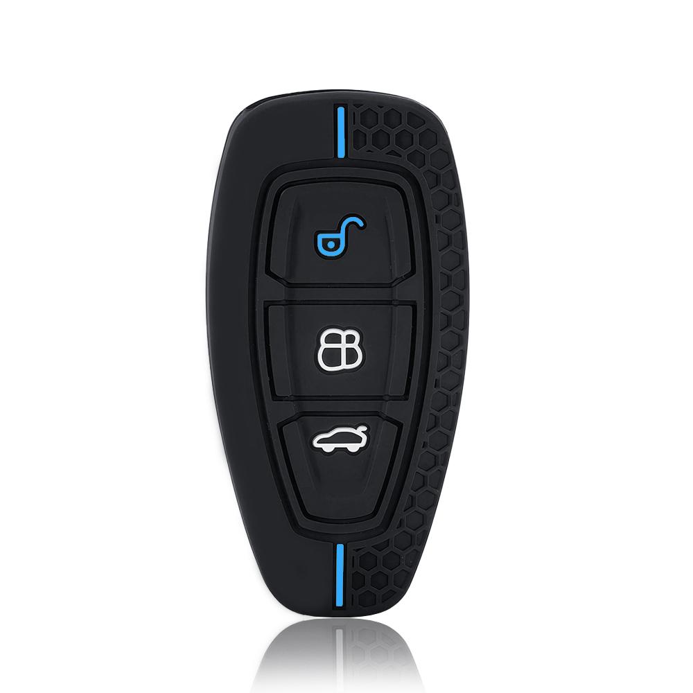 Autoschlüssel-Set für Ford ST Line Fiesta Focus Mondeo Ecosport Kuga Edge Escape Metallisches Silikon-Autoschlüsselanhänger-Etui Zubehör