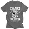 Male Cigars Solve Most Of My Problems Bourbon Does The Rest T Shirt Pure Cotton Tshirt Fashion Casual Creative Graphics Tee Top