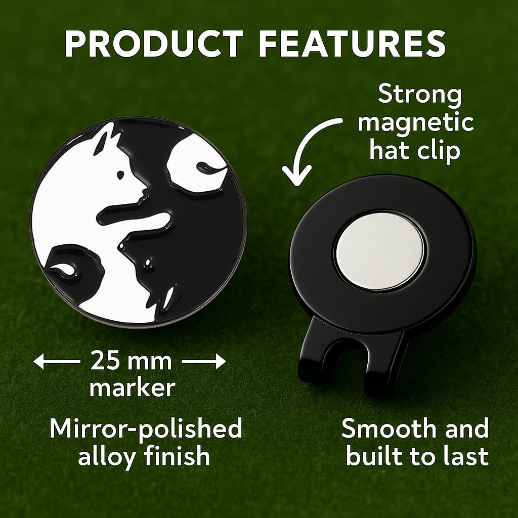 Golf Marker with Magnetic Clip Hat Clip Taiji Tao Mark