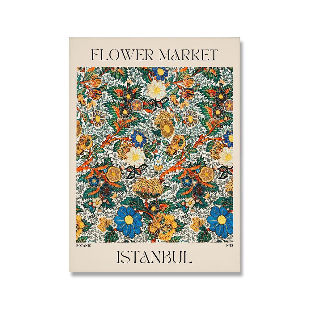 Flower Market Paris London Poster Print Vintage Botanical Plant Canvas Painting Abstract Wall Art Nordic Picture For Living Room