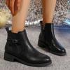 Fashion Shoes for Women 2024 Hot Sale Side Zip Women's Boots Autumn Round Toe Solid Short Barrel Low Heels Plus Size Boots Zapatos Mujer