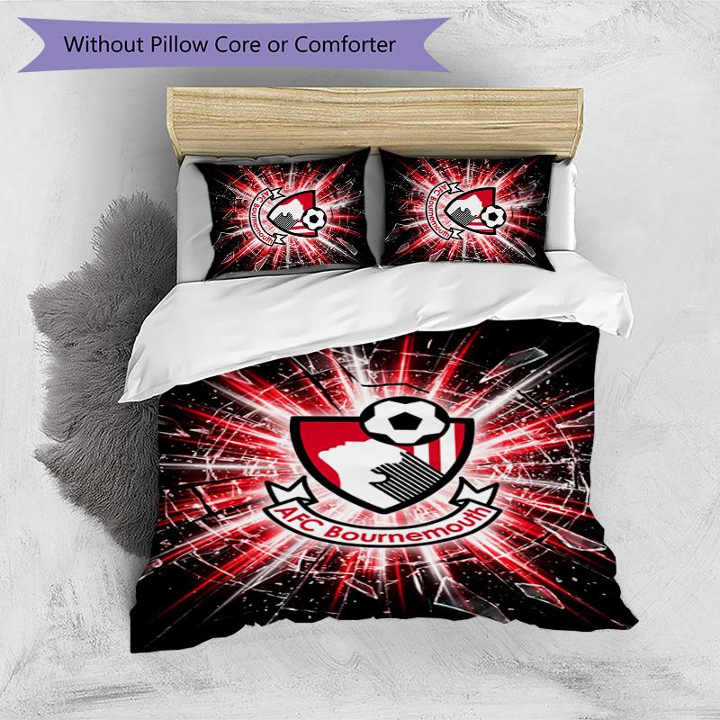 Bournemouth Voetbal Beddengoed Set, 3 Delen, Comfortabel Huidvriendelijk Slaapkamer Dekbedovertrek Set