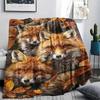 1 Stück 3D-Fuchs-Print Flanelldecke, Hohe Qualität, Bequem für alle Jahreszeiten, Heimdekoration, Wärme und Komfort, Perfekt für Weihnachtsgeschenke