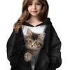 Cute Cat In Black Zipper 3D Graphic Hoodie Stylish Sweatshirt Girls and KidsUnique Gift Idea Holiday Everyday Wear