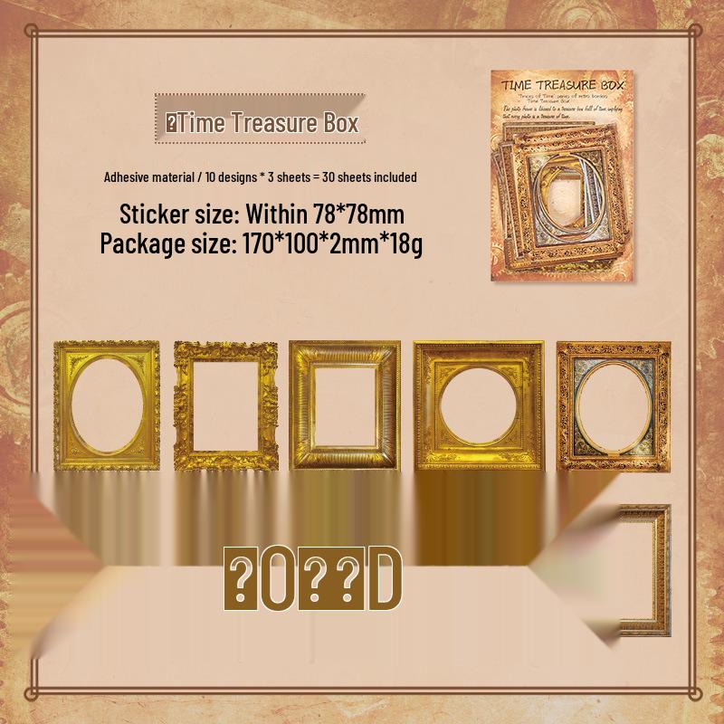Yuezhen Time Imprint Retro Die-cut Journal Sticker Pack - Creative Borders and Pictures for Journaling