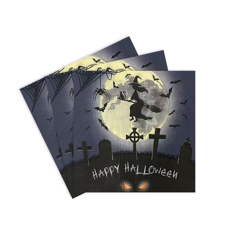 Servilletas desechables de 2 capas para fiestas, diseño de Halloween, 33 x 33 cm, 20 unidades por paquete
