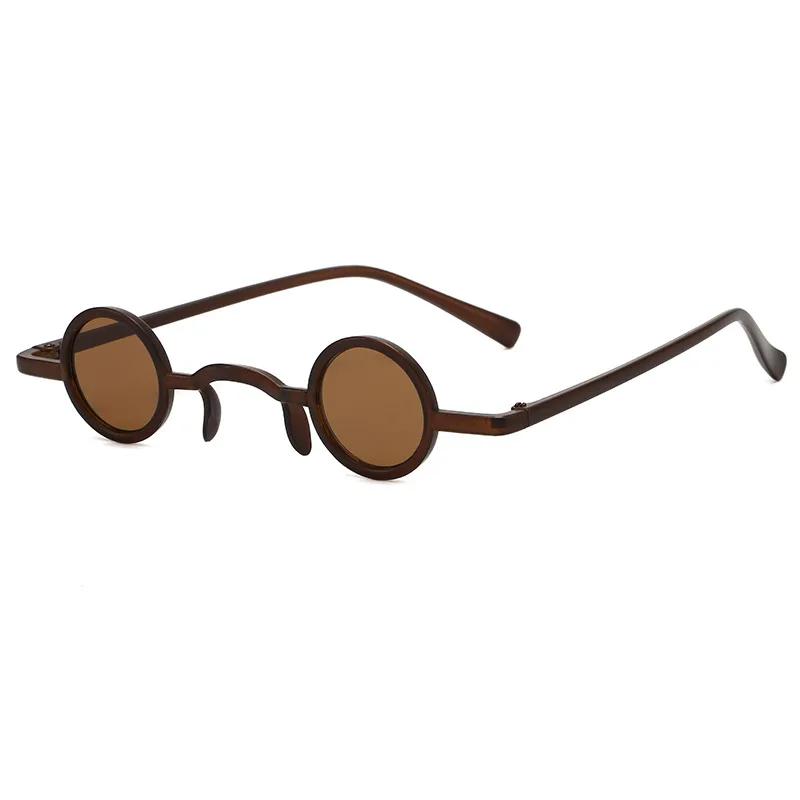 Vintage Rock Punk Man Sunglasses Classic Small Round Sunglasses Women Wide Bridge Metal Frame Black Lens Eyewear Driving