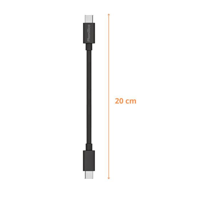 Lot 3 Cables 20cm USB-C USB-C Noir pour Samsung Galaxy A20E / A40 / A50 / A70 / A80 Phonillico®