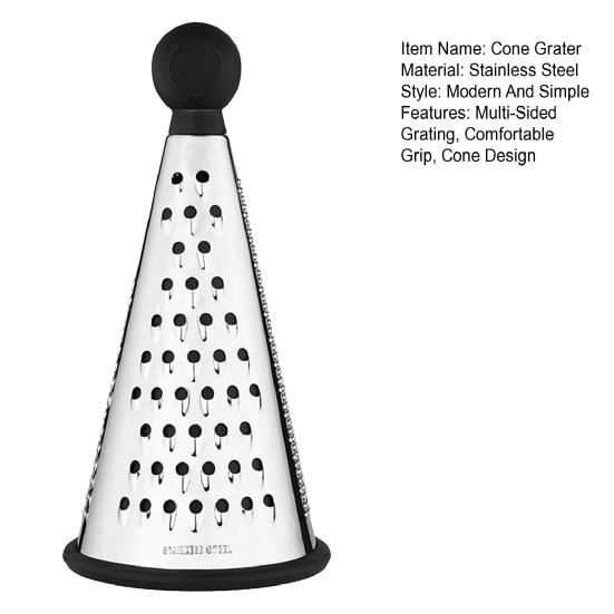 Râpe conique en acier inoxydable avec lames 3-en-1 Râpe multi-fonctions pour fromage et ail Lavable au lave-vaisselle Outil de cuisine essentiel pour râper fin et grossier