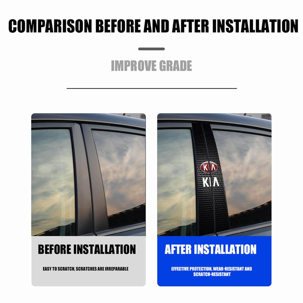 VAYI2 2Pcs Car Center Pillar Anti-scratch Protector Film Sticker Auto B Pillar Decoration Decal For KIA Sportage Picanto Rio Ceed Soul