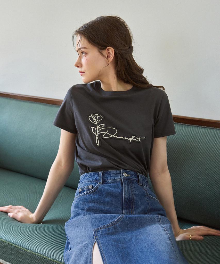 Deuloupisumeon Flower Patch Supima Short Sleeve T-Shirt [Black]
