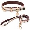 Fashion Faux Leather Collar and Leash Set for Small Pets