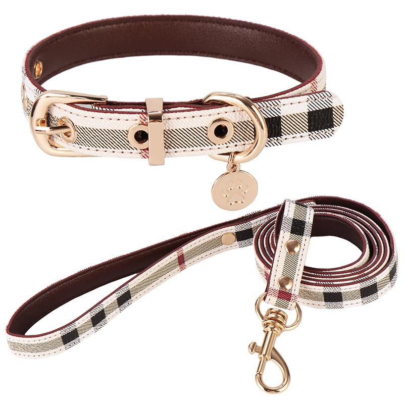Fashion Faux Leather Collar and Leash Set for Small Pets
