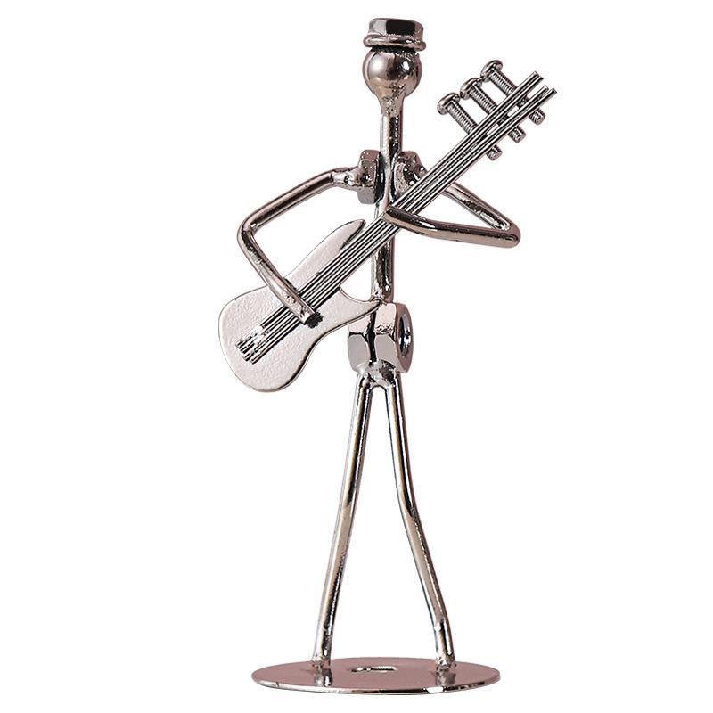 Retro Ironwork Band Ornament Metal Electroplating Mini Music Minimalist Guitar Violin Decoration Handicraft Classical Gift