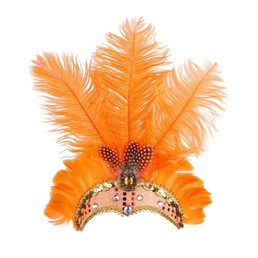 Elegant Sequin Feather Headband Exquisite Stage Performance Hair Accessories Showgirl