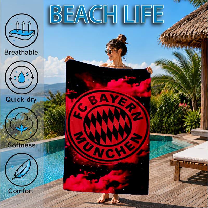 Munich Football Club Printed Microfiber Beach Towel, Soft And Absorbent, Quick-Dry, Ideal for Summer Travel, Beach Essential, Swimming Pool