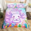 Comforter Cartoon Axolotl Full Queen Cute Ocean Animal Bedding Set For Kids Adult Undersea Coral Seaweed Plant Comforter