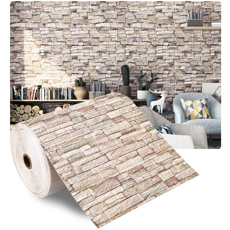 Home Decoration 3D Brick Wall Sticker Self-adhesive Wallpaper DIY Wall Decor for Kitchen Kids Room Bedroom Decor