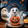 Unique Halloween Collectibles Ghost Decoration, Holding Pumpkin Resin Figurine with Witch Exquisite Craftsmanship Art Hat, Spooky Cute Tabletop Decor