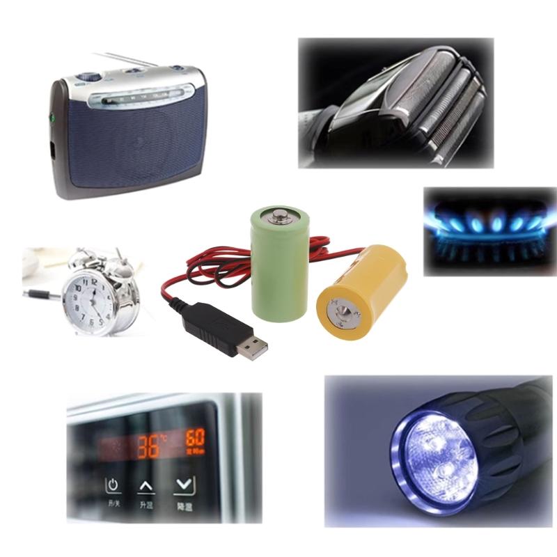 Fake Battery Eliminators Universal USB to LR20 D False Battery Power Cable Cord Replace 4x1.5V LR20 D Batteries