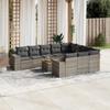 Vidaxl 11-Cz. Garden Furniture Set With Cushions, Grey Rattan Pe