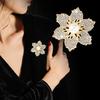 Lady Brooch Bauhinia Shape Rhinestone Faux Pearl Hollow Out Anti-slip Bag Coat Collar Hat Scarf Decoration Clothes Pin Party Prom Bride Wedding