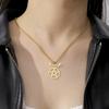 Dawapara Horned God Cernunnos Sigil Pendant Necklace Pentagram Triple Goddess Symbol Stainless Steel Wiccan Jewelry