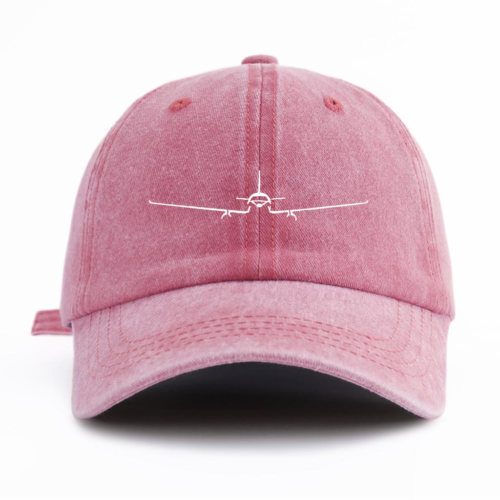 1 Stück Gewaschene Baseballkappe mit Flugzeugdruck für Erwachsene,Minimalistischer Retro-Stil Lässig Weich Verstellbar Papa Hut,Perfekt als Geschenk