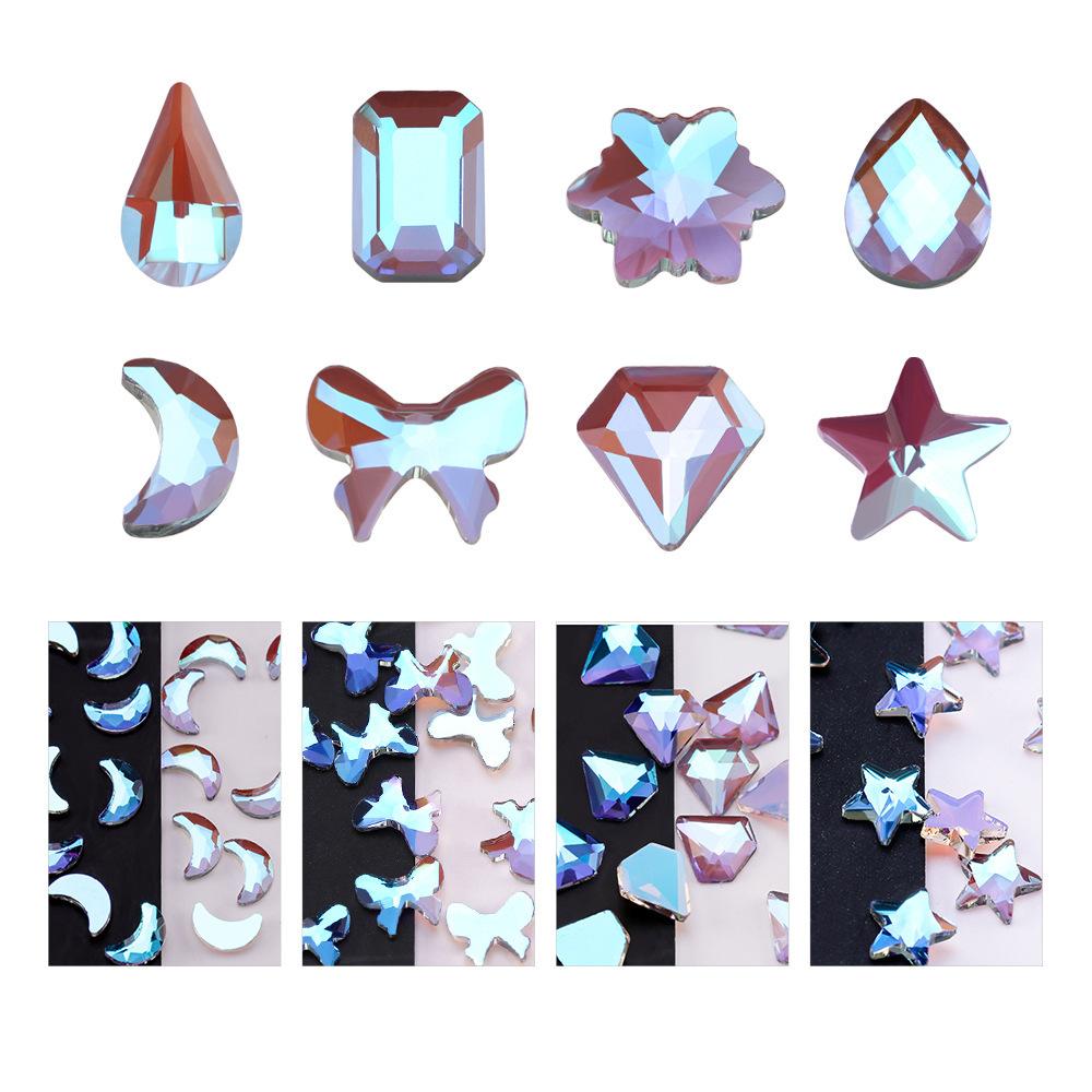 Aurora Phantom Purple Nail Art Flat Bottom Special-Shaped Diamond Diy Manicure Nail Decoration Nail Art Jewelry