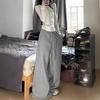 Gray Sweatpants High Waist Wide-leg Pants Spring and Autumn New Relaxed Pants Relaxed Fit Lazy Style Straight Sports Pants
