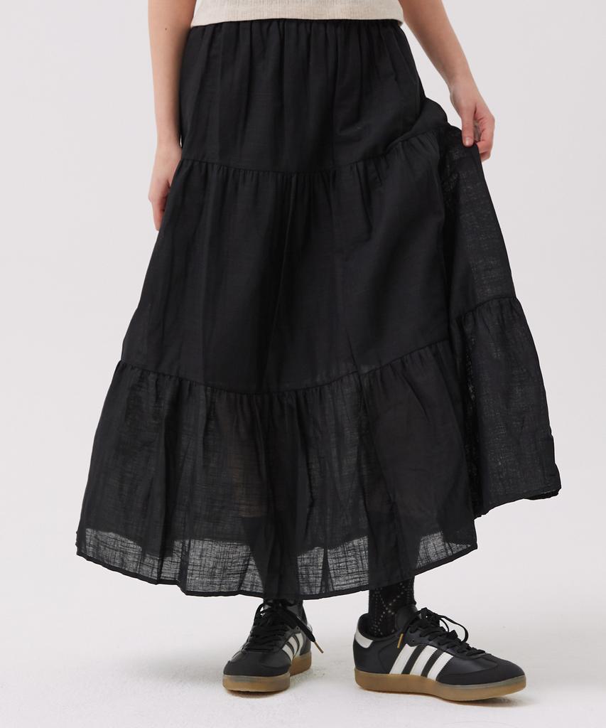 Awesome Studio Cotton Tiered Long Skirt Black