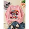Tailles européennes Sweat à col rond pour filles Motif Fleur Champignon Lutin Tasse à thé, Printemps et Automne, Sportswear et Décontracté, Doux, pour Enfants et Adolescents.