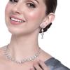 Rhodinierter CZ-Kristall, Mintrosa-Kristall-Designer-Halsketten-Set für Damen