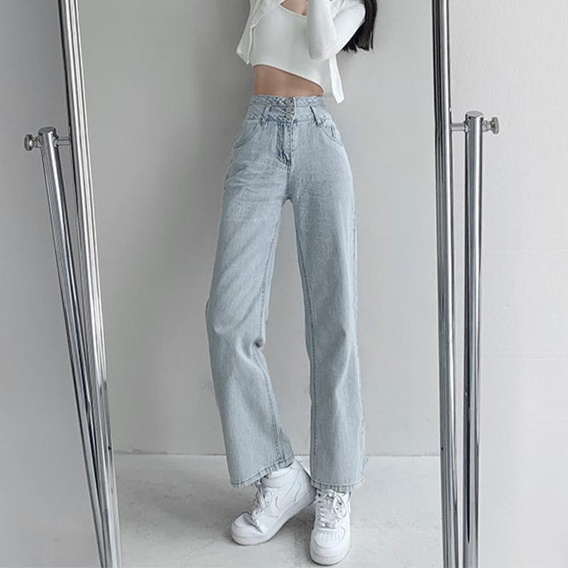 High Waist Loose Comfortable Jeans for Women Streetwear Fashionable Straight Pants Mom Jeans Washed Jeans
