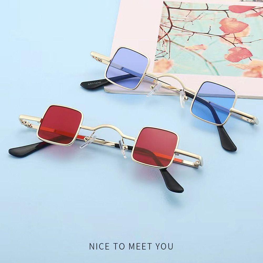 Bonbonfarbene Punk-Sonnenbrille Metallrahmen Hip-Hop-Sonnenbrille Vintage Mini-Sonnenbrille für Damen & Herren