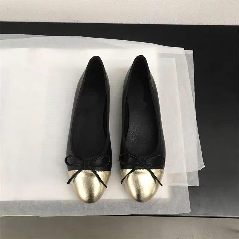 Xiaoxiangfeng Flat Bottom Round Head Bow Ballet Shoes Women's 2025 New Soft Bottom Light Mouth One Pedal Color Matching Shoes