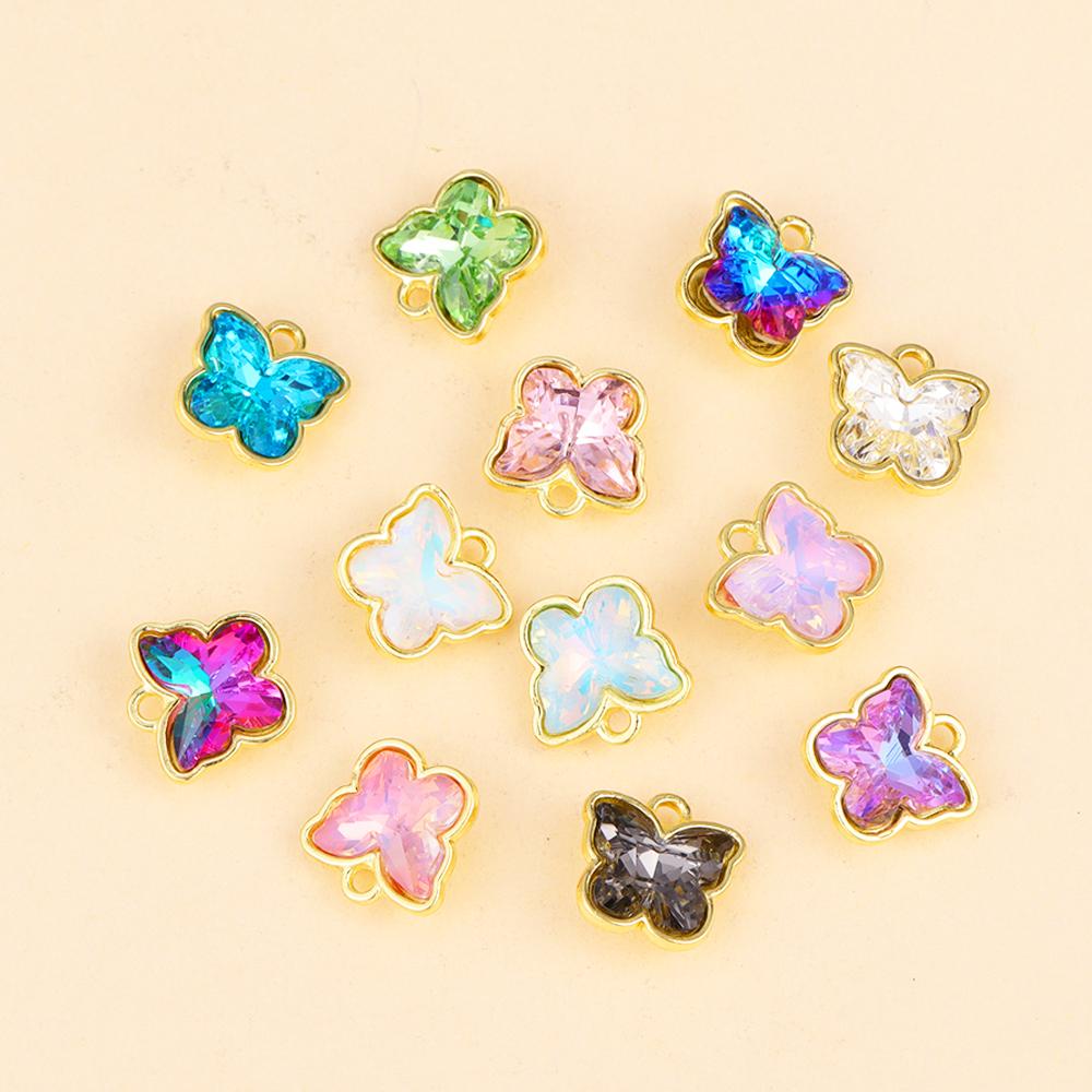 10Pcs Multicolor Crystal Peach Heart Charms For Women Girls Jewelry Making DIY Sweet Romantic Love Heart Pendant Necklace Crafts