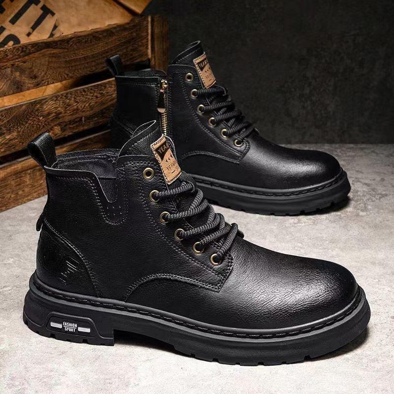 Herbst Winter Luxus Herren Stiefeletten Britischer Stil Herren Business High Top Lederstiefel Outdoor Rutschfest Motorradstiefel Sneakers