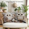 2Pcs Vintage Owl & Botanical Throw Pillow Covers - 18X18 Inch Zippered Closure, Non- Realistic Look For Sofa, Living Room Decor