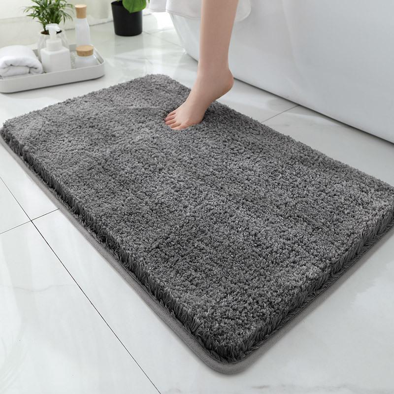 Modern Minimalist Solid Color Floor Mat, Square Long Plush, Thickened Absorbent Carpet, Bathroom Door Mat, Non Slip Mat