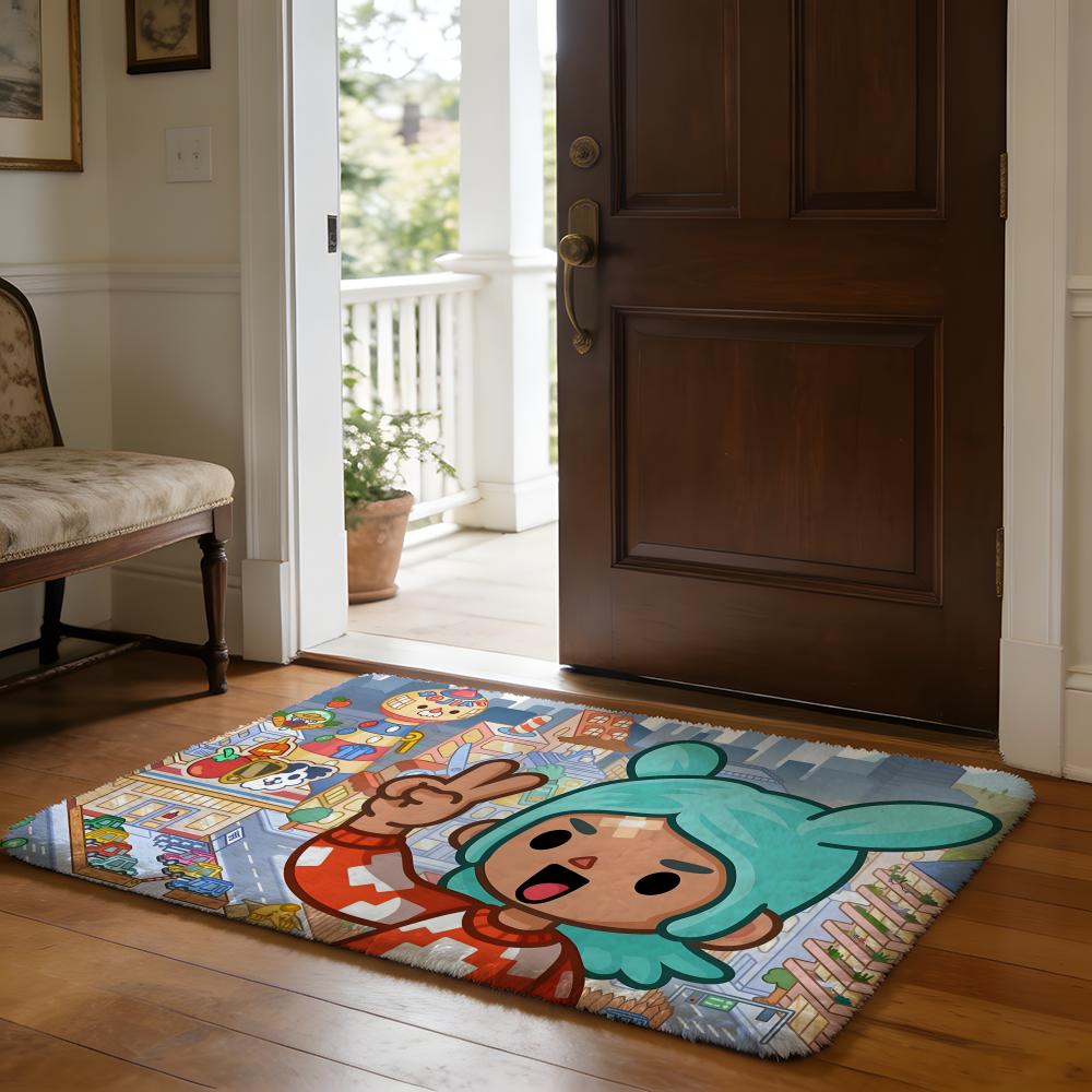 Toca LLife World Spiel Bodenmatte Weiche Flanell-Saugmatte Rutschfester Teppich Zuhause Schlafzimmer Badezimmer