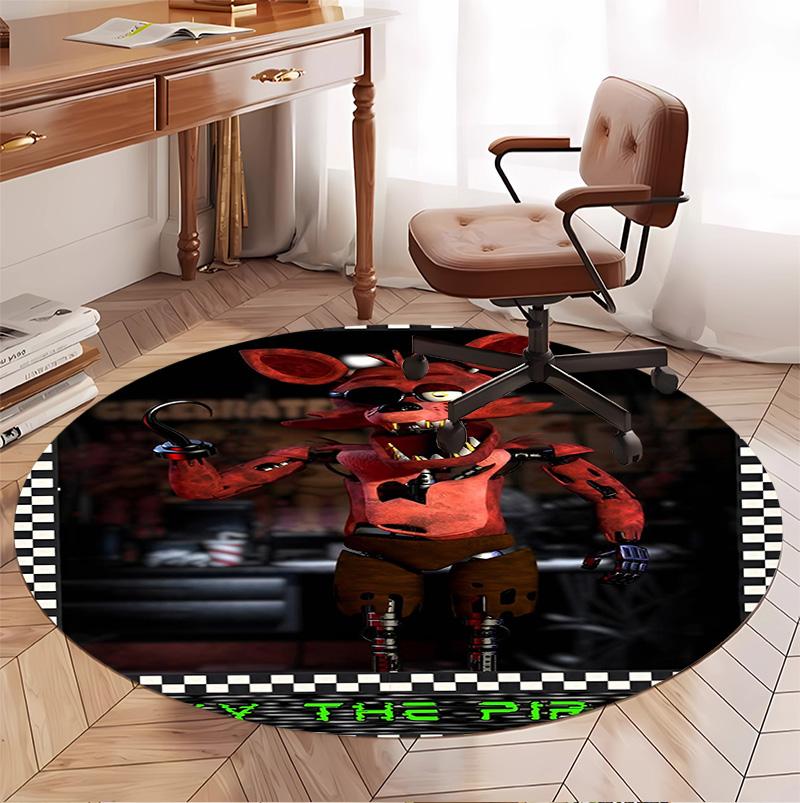 Five Nights at Freddy's Muster Runder Teppich, Innen-/Außenmatte, für Picknick, Spielzimmer, Schlafzimmer, Büro, Wohnzimmer, Heimdeko Teppich, Geburtstagsgeschenk
