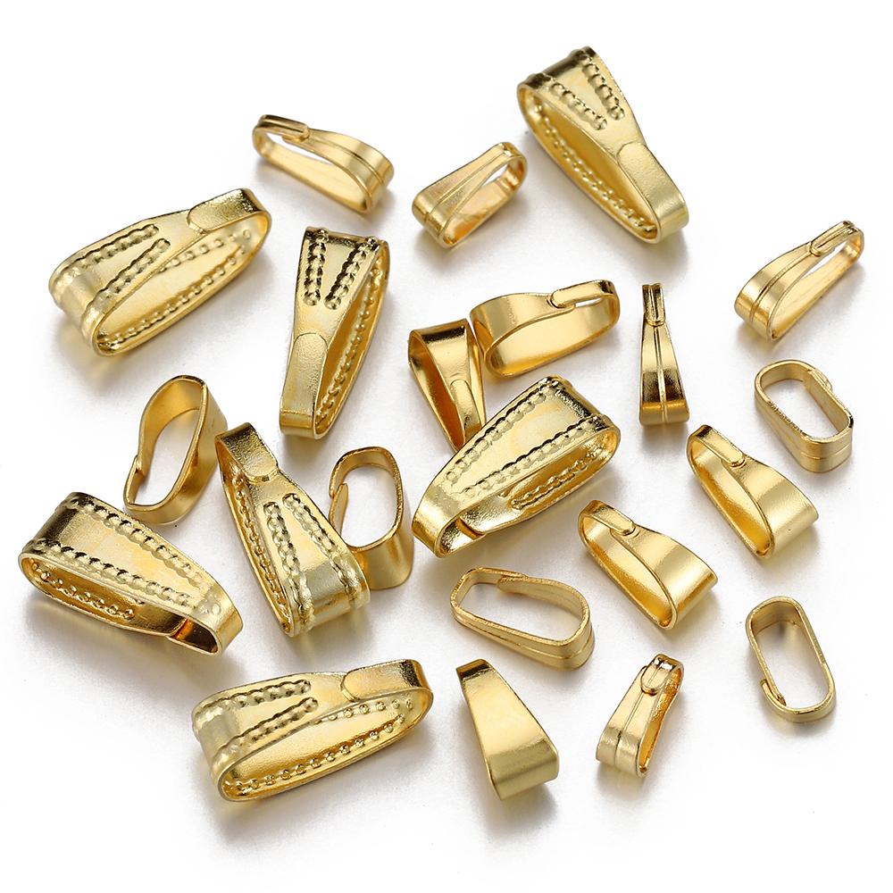 50pcs Stainless Steel Buckle Clasp for Pendants Charm Connectors Clip Pinch Bail Clasp Necklace DIY Jewelry Making Accessories