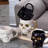 Dödskalle Bar Keramisk Mugg: Kreativ Modern Kontorskaffekopp med Enkel Konturdesign