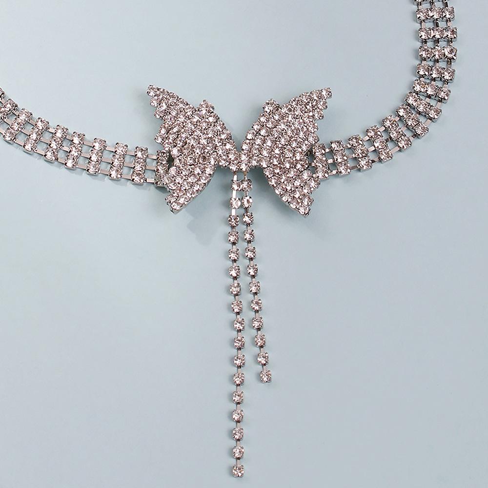 Tooxika Temperament Pełny Diament Kokardka Krótki Naszyjnik Trend Mody Słodki Niszowy Naszyjnik Choker Damski