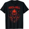 Rock and ROLL - Crânio Chamas Música Pesada Punk Camiseta