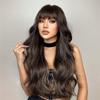 Long Curly Hair Fashion Big Wave Wig Smooth and glossy Bangs Black Brown Women's Wig