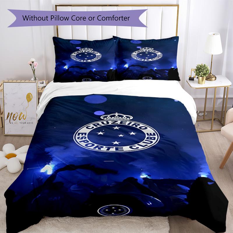 Cruzeiro Esporte Clube Printed Pattern Duvet Cover Set – Includes 1 Duvet Cover and 2 Matching Pillowcases Bedroom Decor Christmas Gifts