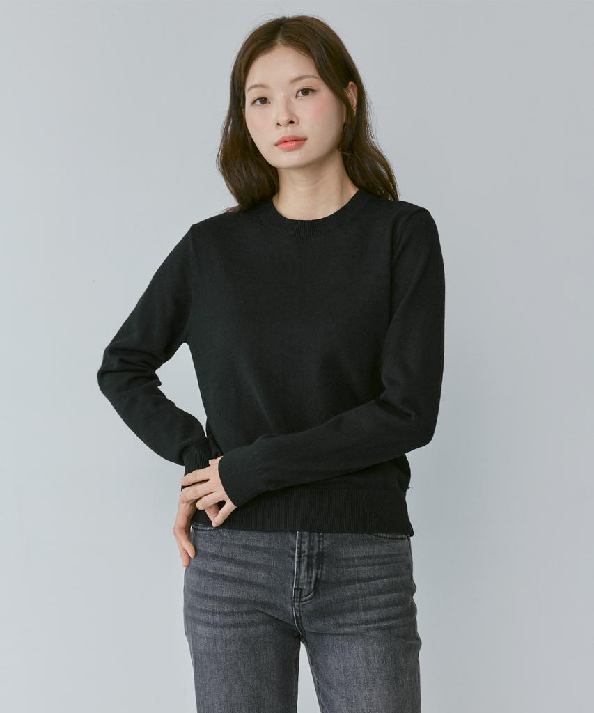 210EDIT Unisex Soft Knit Round Neck [Black]_Zz4Sw070