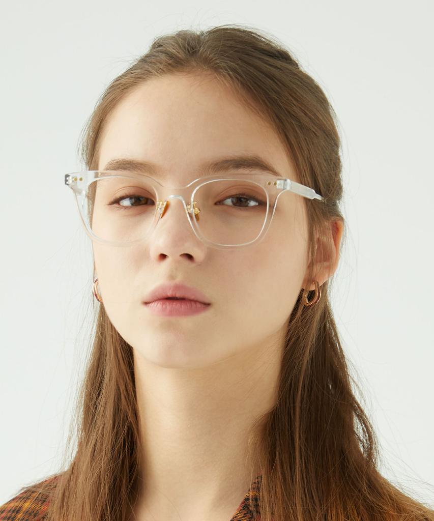 Oateu Nina Crystal Square Transparent Horn-Rimmed Glasses